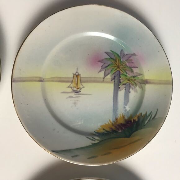 Takito Made In Nippon Japan VTG Set Of Four 6" Diameter Hand Painted Plates - Picture 5 of 10
